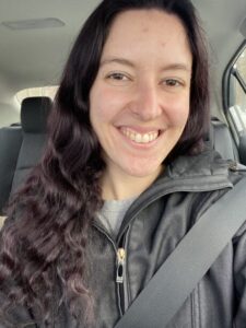 Rachael Kelley sitting in car